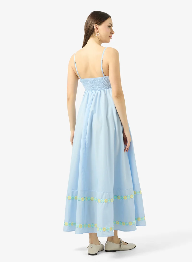 Ginger Strappy Embroidered A Line Sun Dress